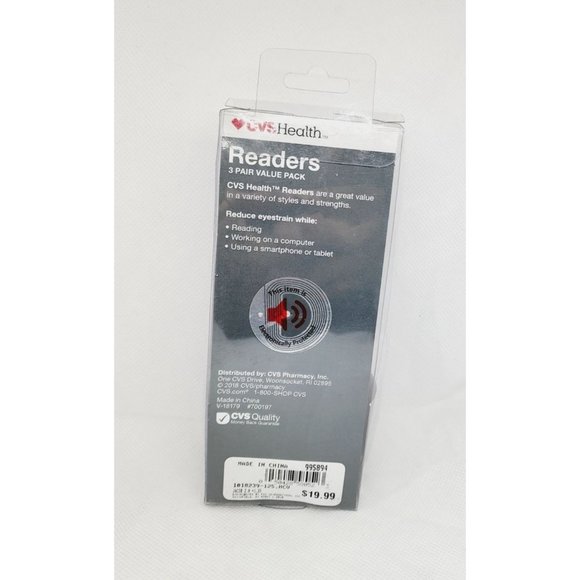 2018 CVS Health 3 Pair Value Pack +1.25 Jacob 2.0 Gun Metal Gray Reading Glasses - Picture 6 of 15